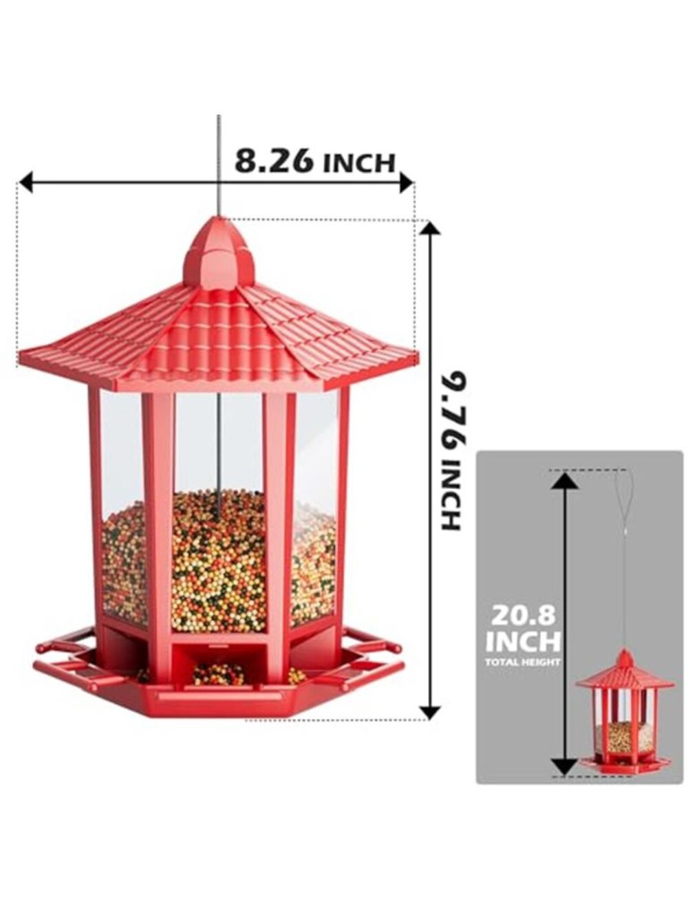 New 2 Pack Bird Feeders for Outdoor Hanging, Retro Pagoda Design Fun - Picture 4 of 7